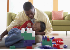 caregiver engaged in DIR Floortime technique