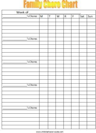 Printable Family Chore Chart