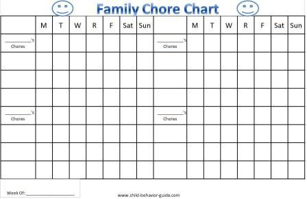 Free printable family Chore Charts