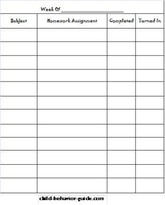 Homework Chart Printable