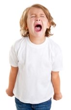 Little girl with child behavior problem screaming