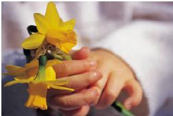 Little girl holding flowers