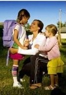 mom talking to her children about their behavior problems in school