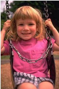 using discrete trial training with little girl swinging to increase eye contact
