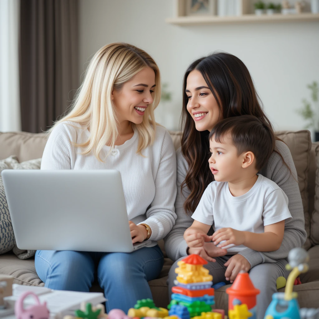 mom with bcba and child