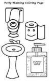 coloring page with things to color related to potty training tools