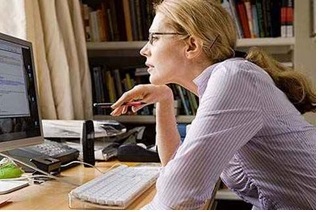 woman working from home on computer