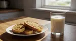 plate with bread and milk
