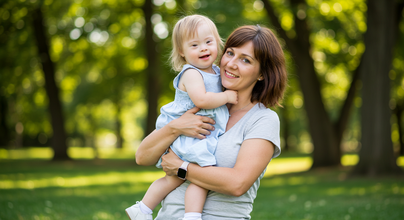 girl with down syndrome and her mom