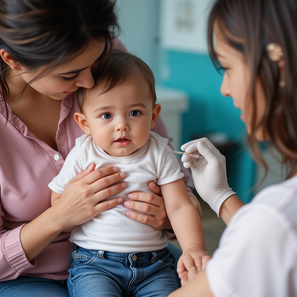 6 month old getting vaccine