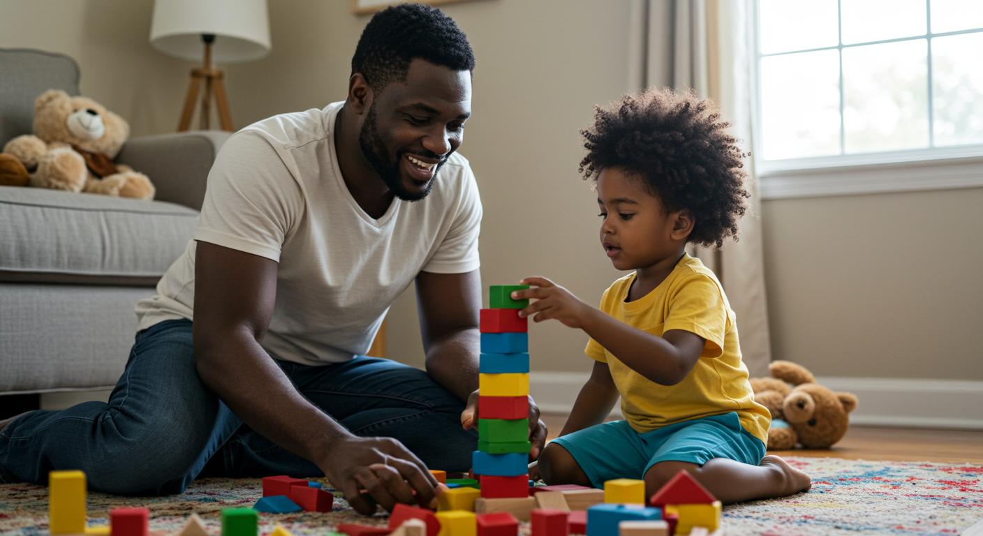 Dad implementing DIR Floortime with son