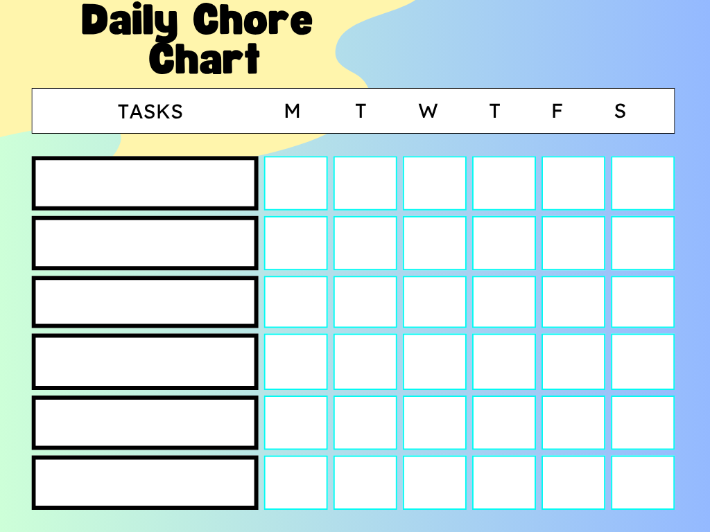 Daily chore chart for kids 1