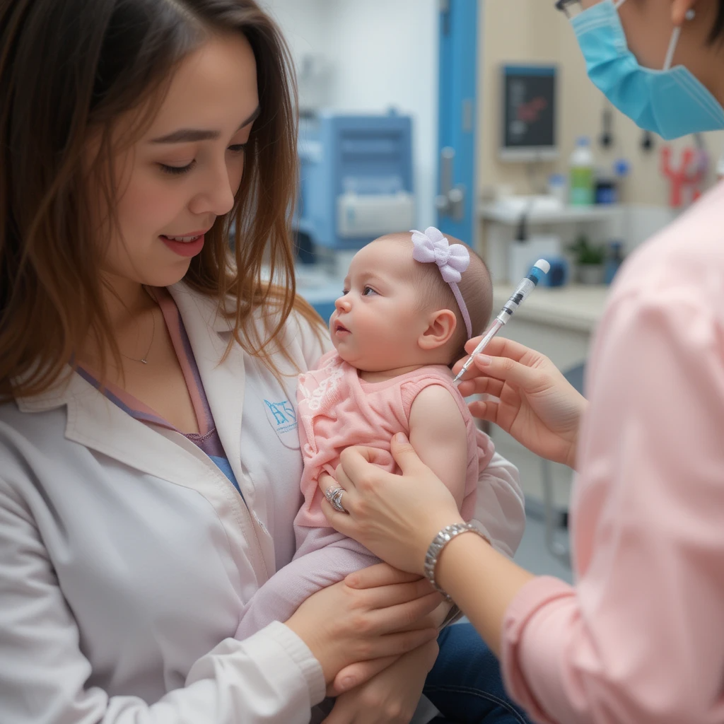 Baby girl getting a vaccine