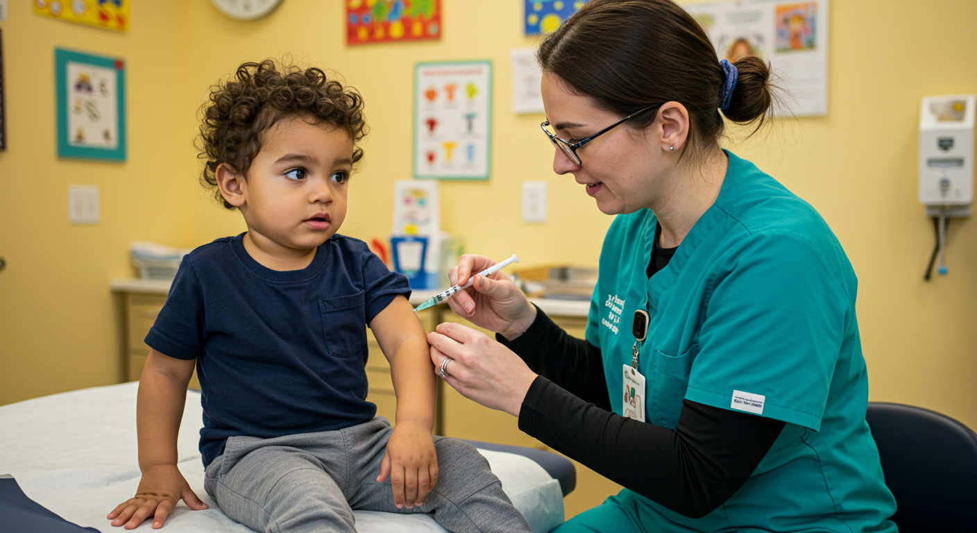 Boy getting vaccination