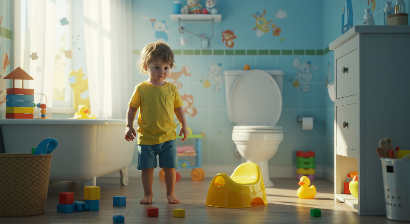 Boy having potty accident