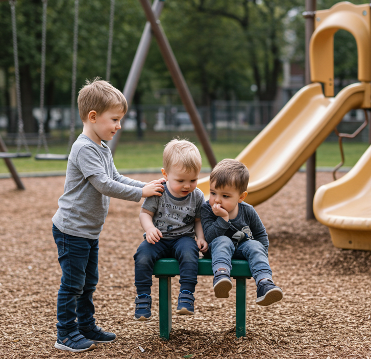 Boy touching another kid invading personal space