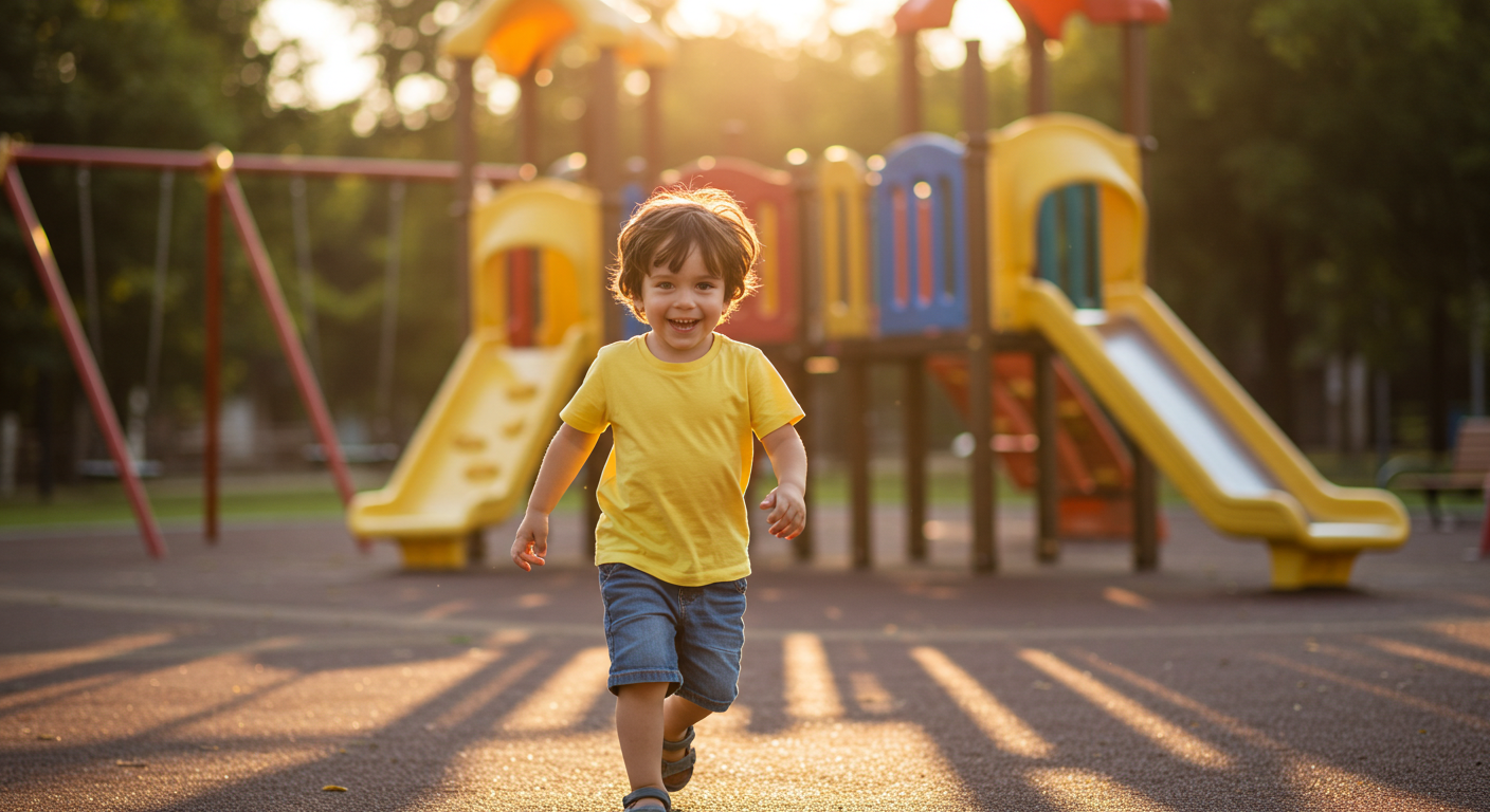 boy sensory seeking on playground