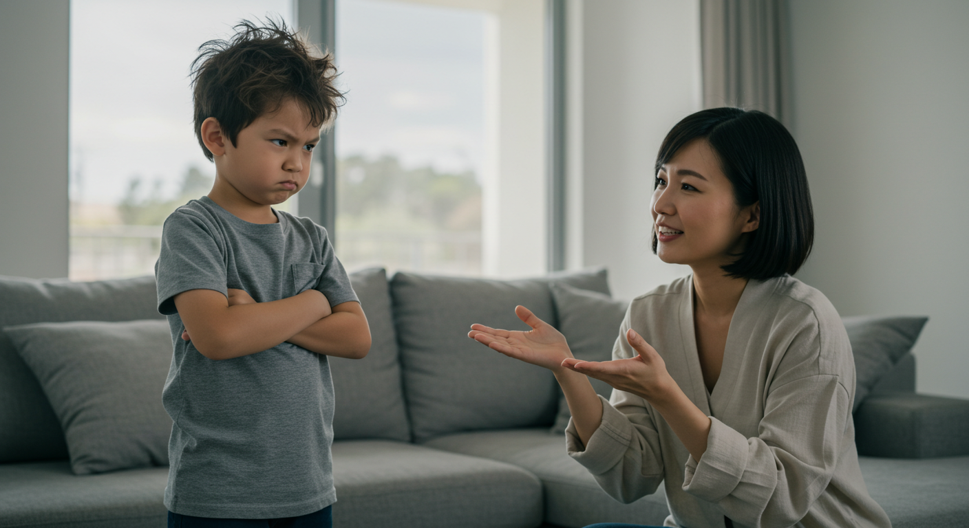 Boy being defiant