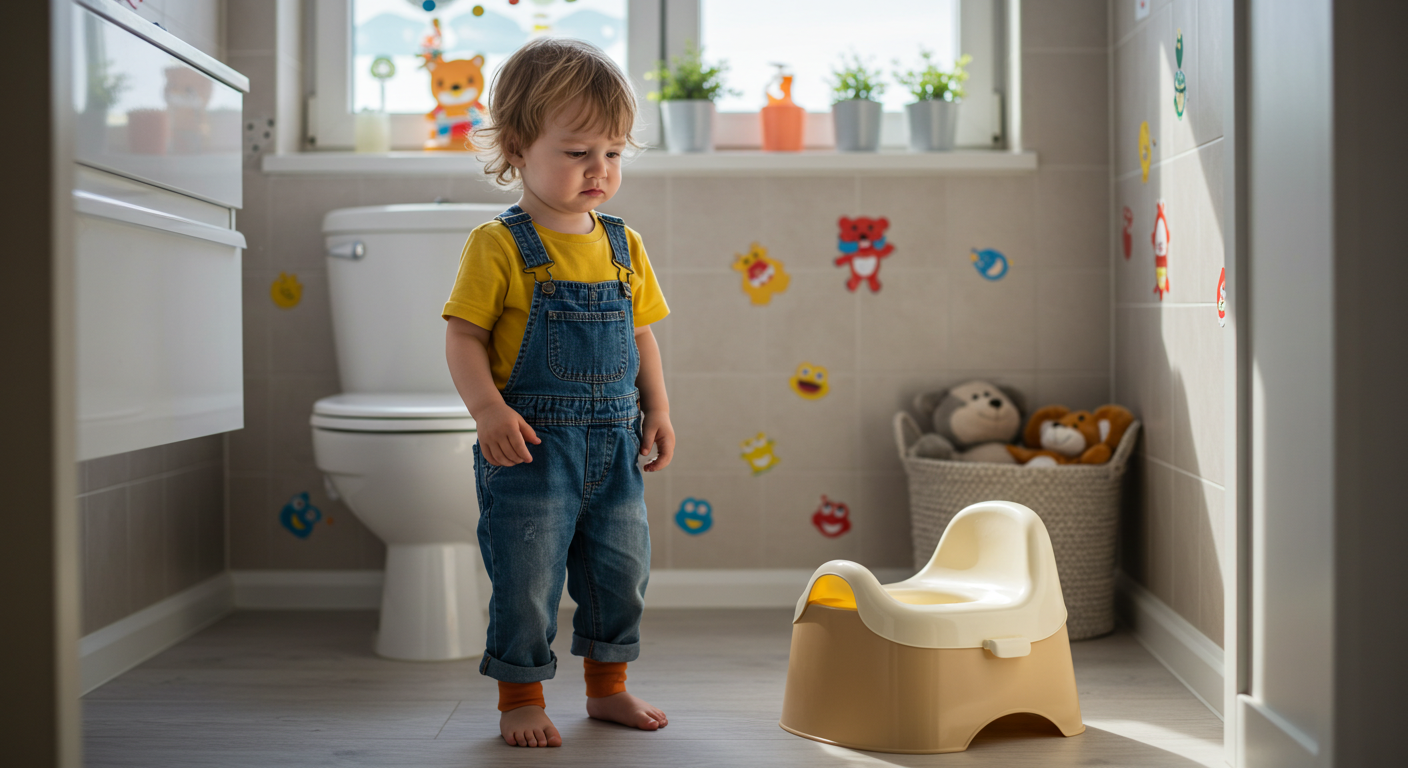 Boy upset after potty accident