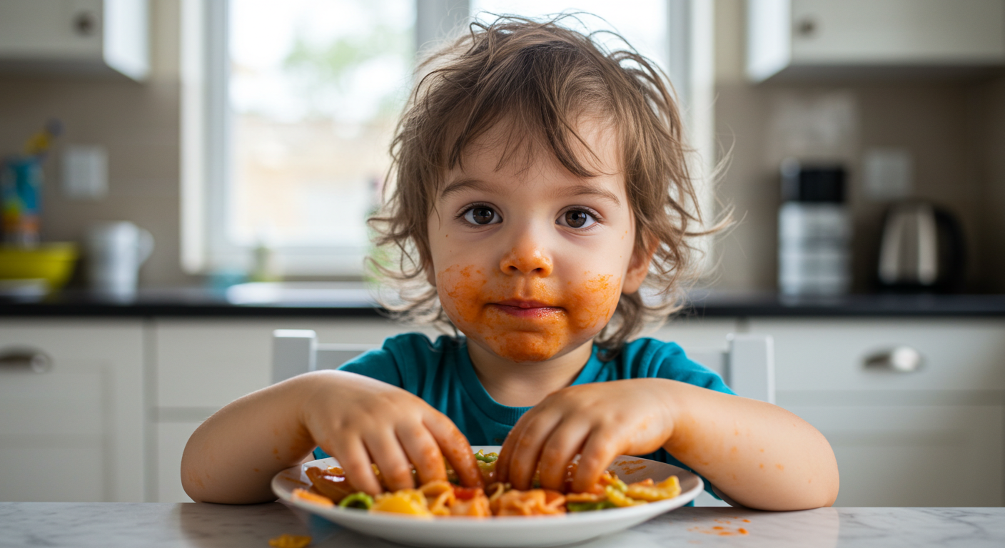 Boy sensory seeking in food
