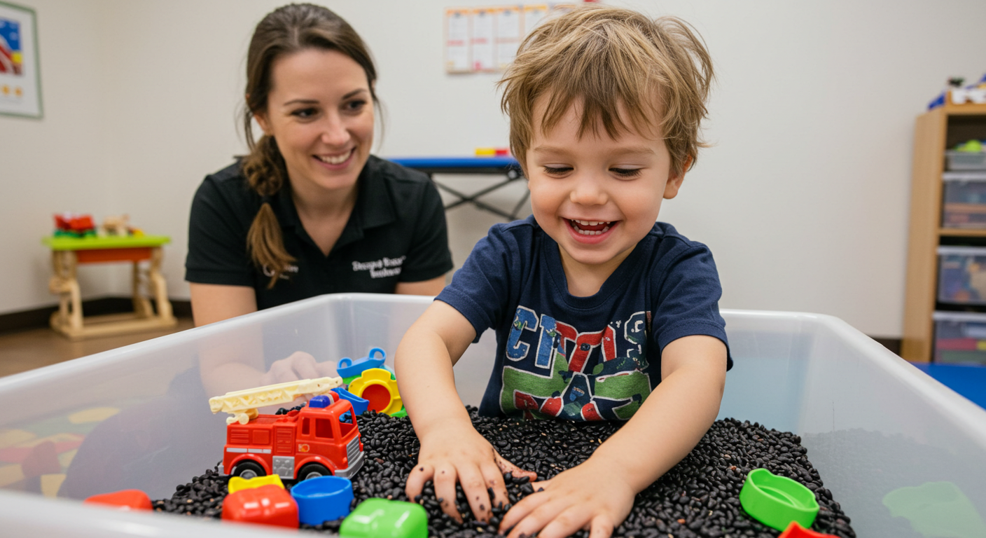 child getting sensory therapy for tactile dysfunction