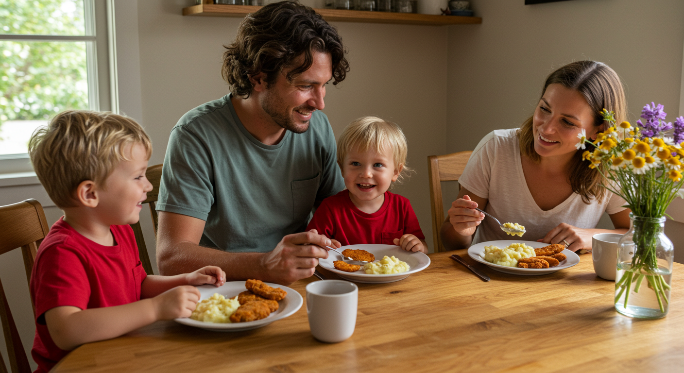 Family eating dinner