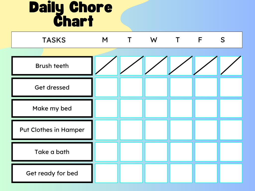 Daily chore chart for kids 1