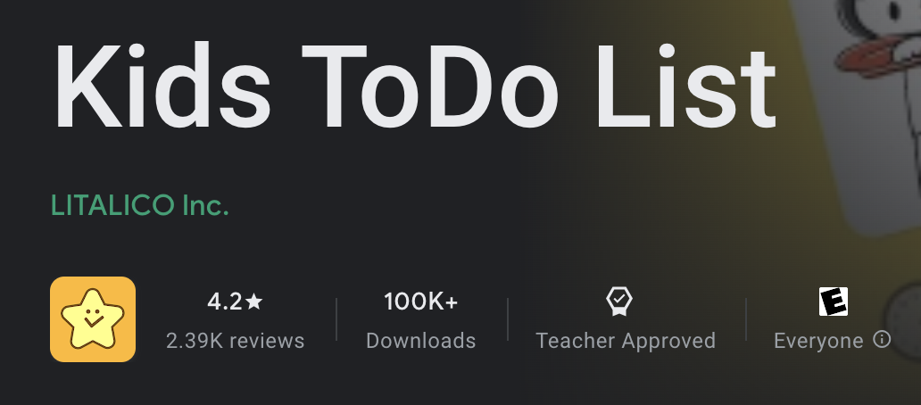 Kids to do list app