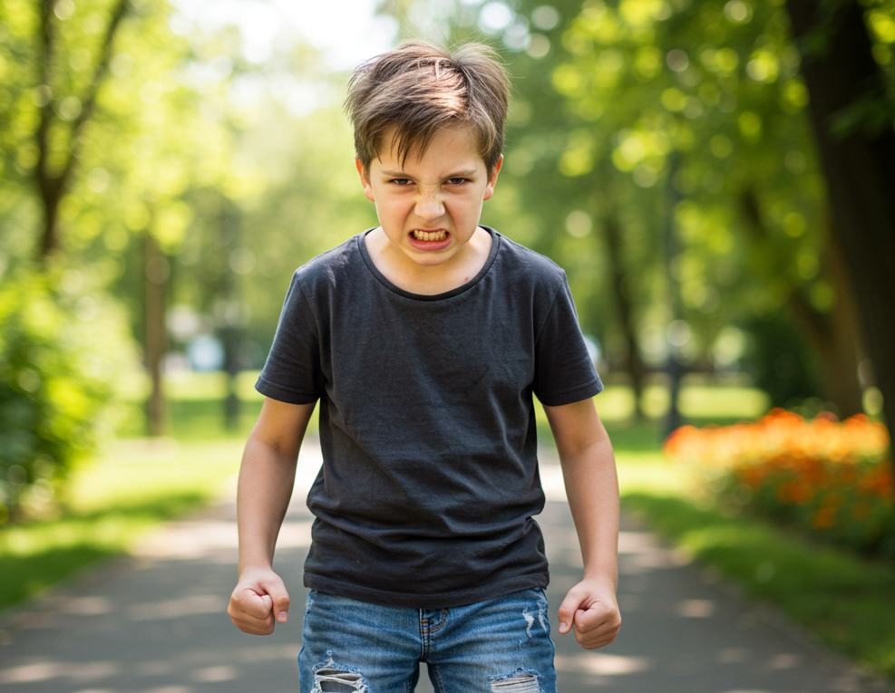 aggressive looking boy