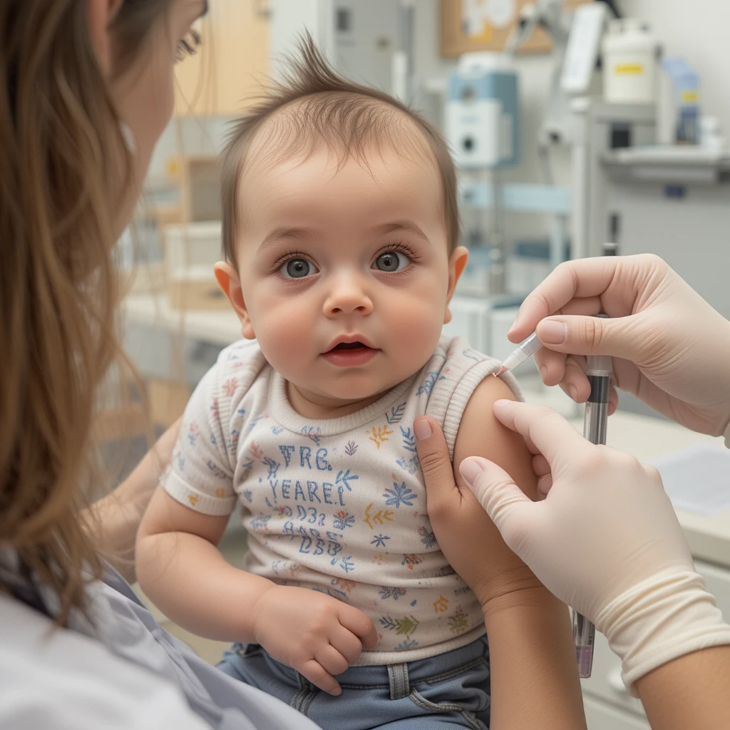 Baby getting vaccine