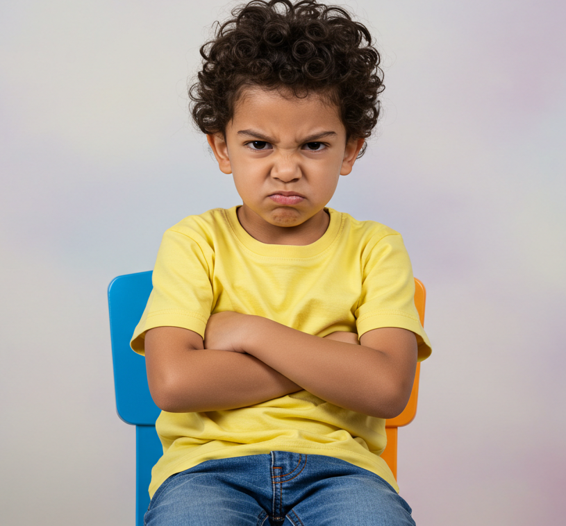 Boy in time out for bad child behavior