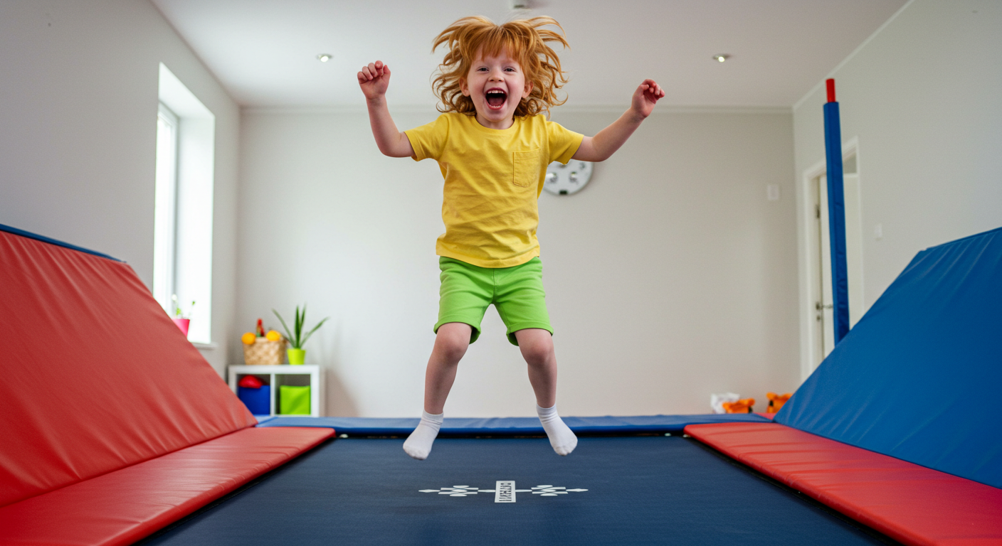 Boy on trampoline