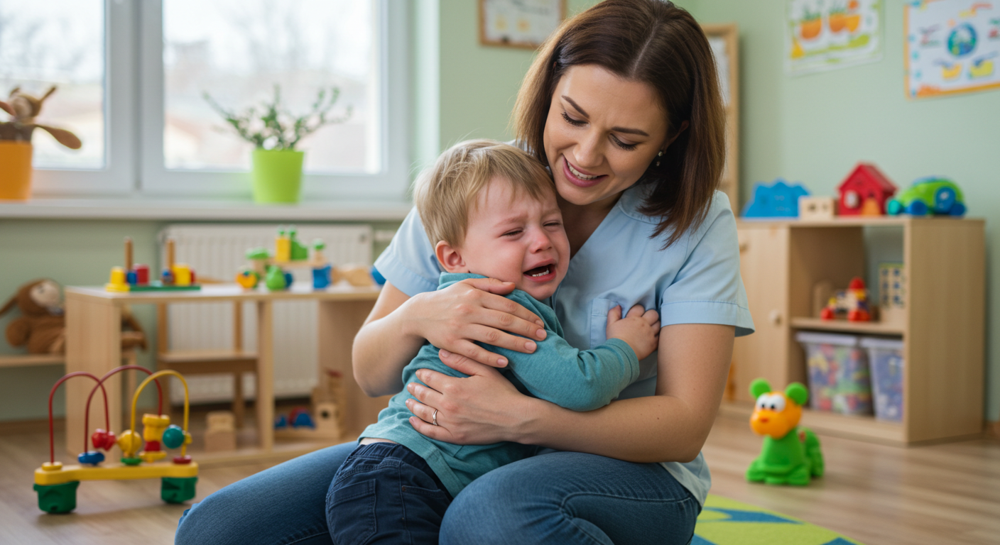 Boy showing separation anxiety symptoms