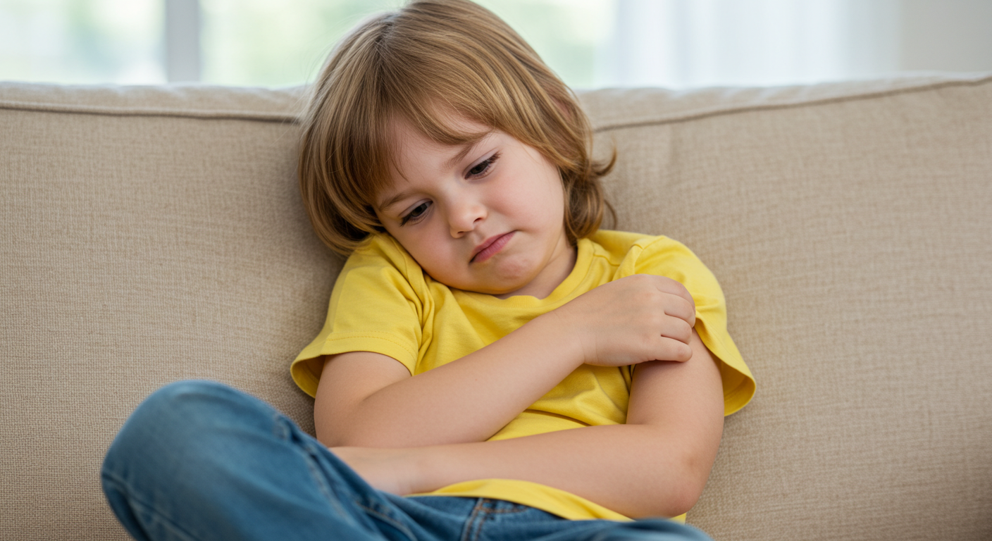 Child engaging in skin picking