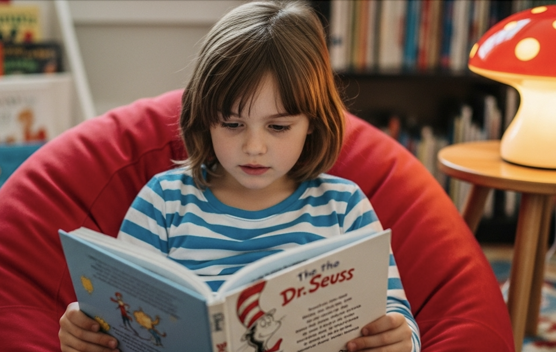 Child with APD reading Dr Seuss