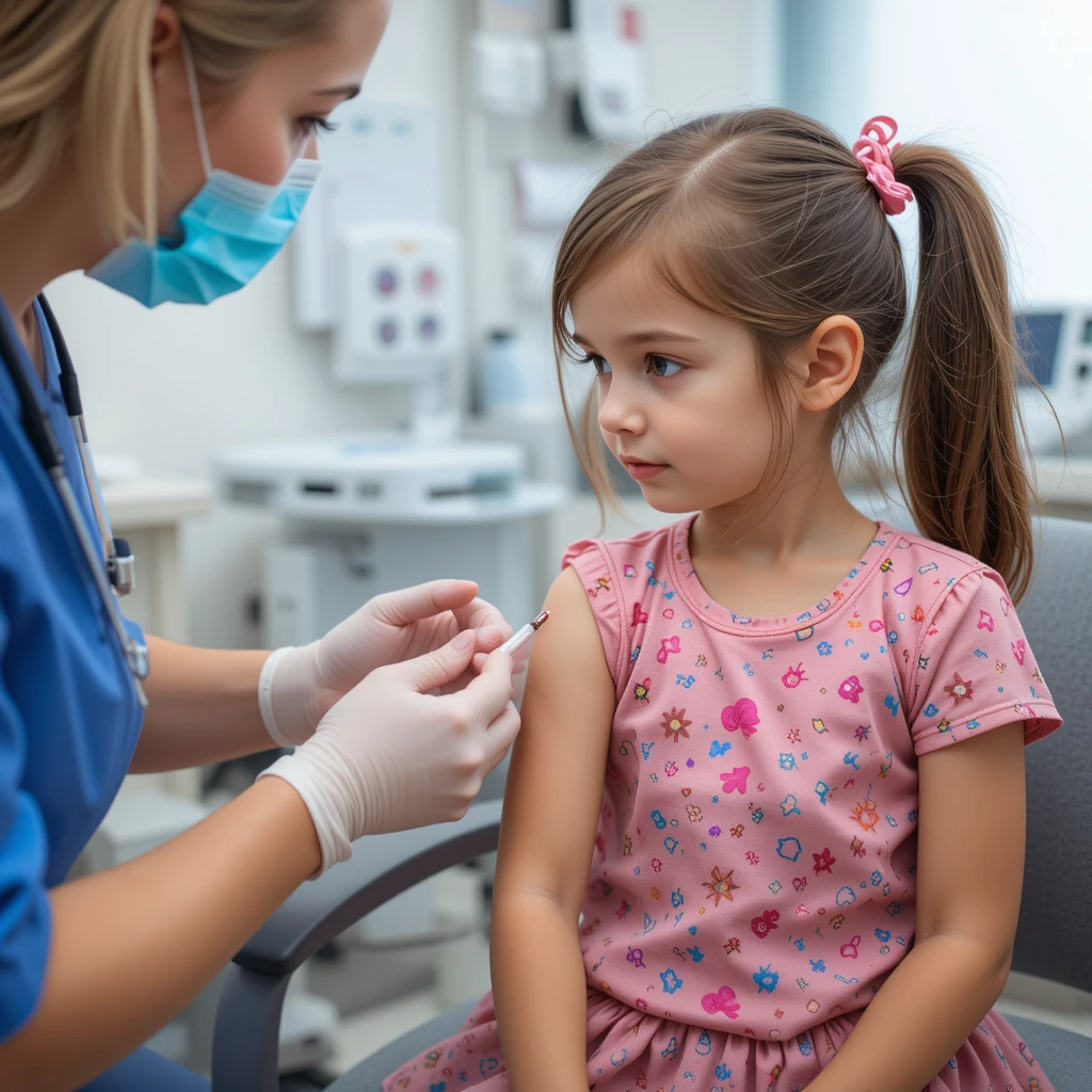 girl getting vaccine