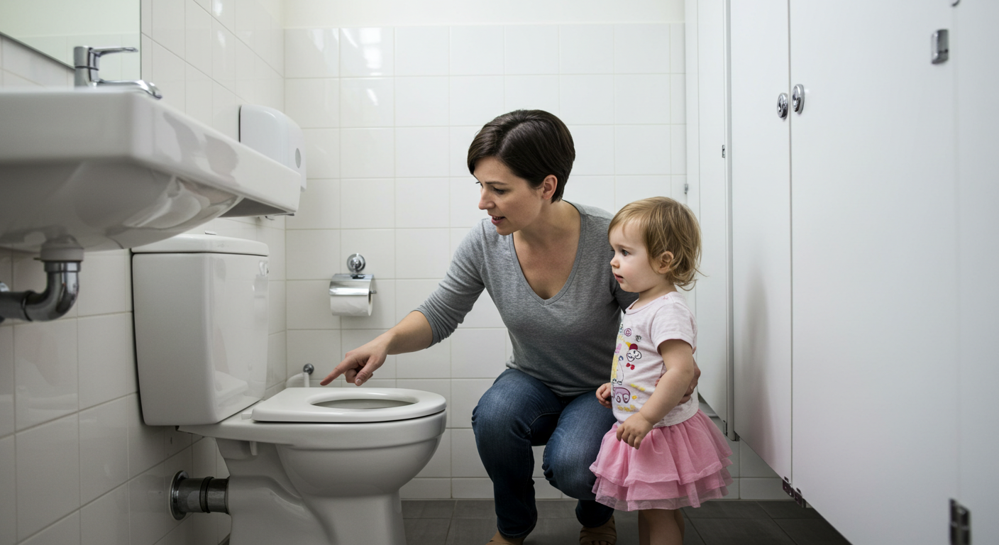 public bathroom with toddler toilet training