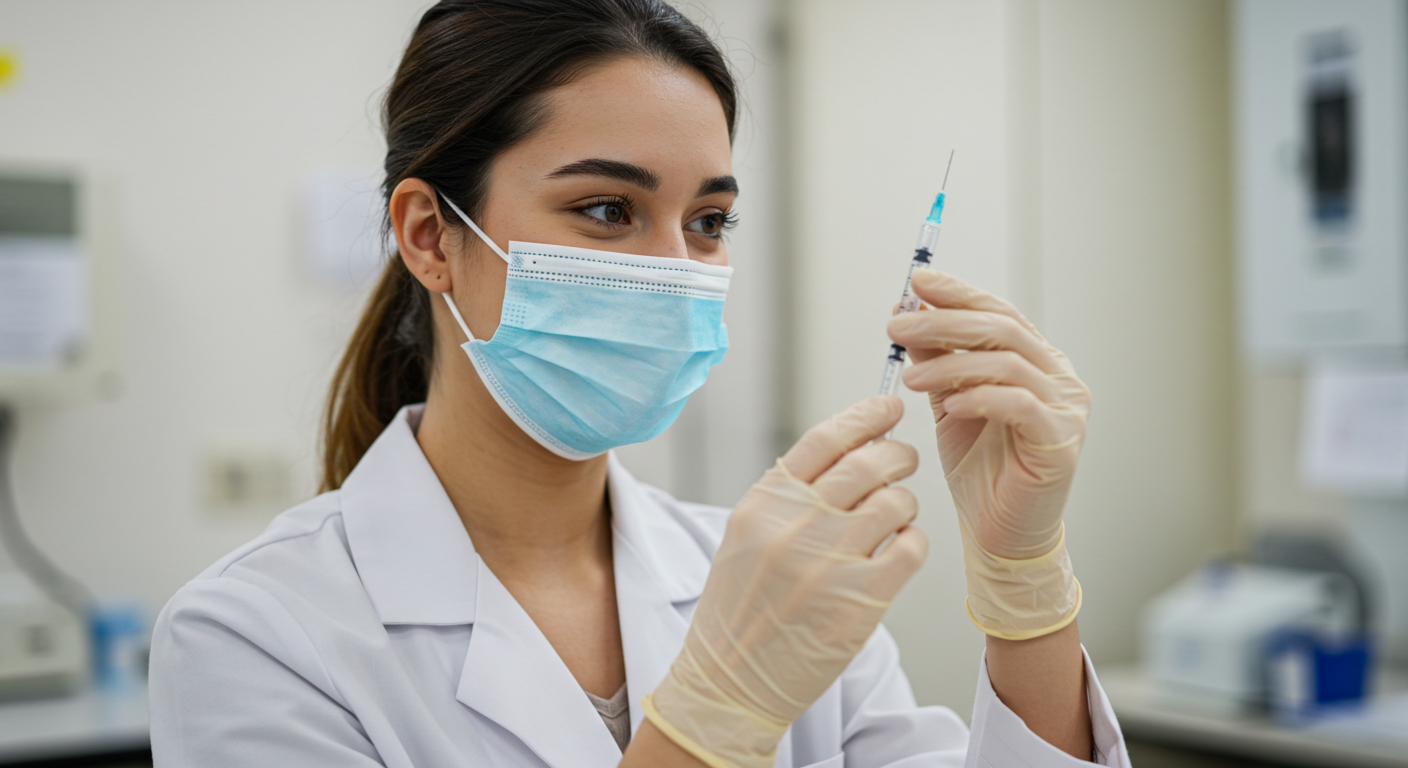 Woman holding vaccine